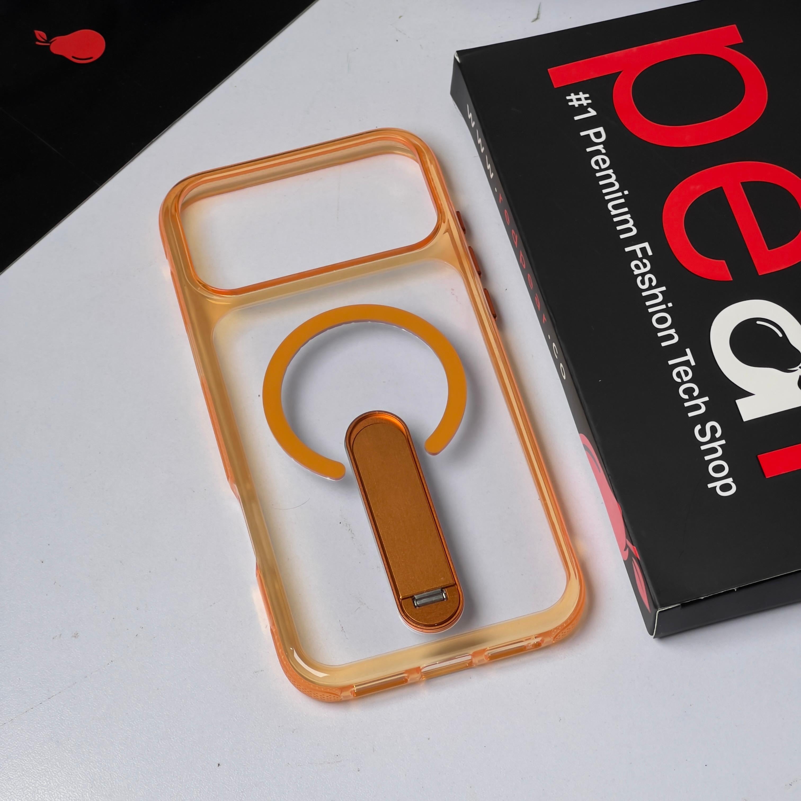 iPhone 17 Pro Max Clear Orange Borders Stand Magsafe case (RPS)