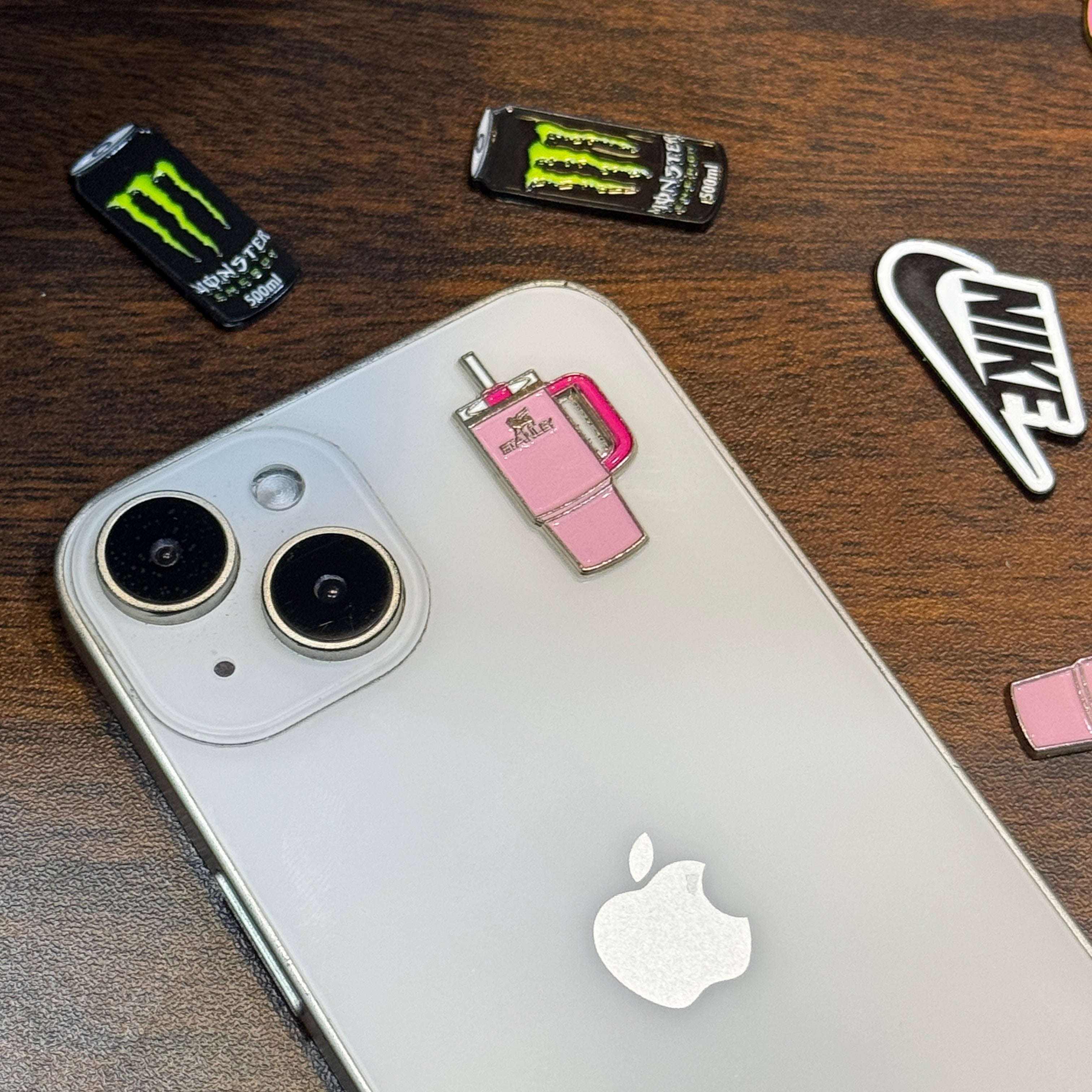 Pink Tumbler Metal Charm Sticker