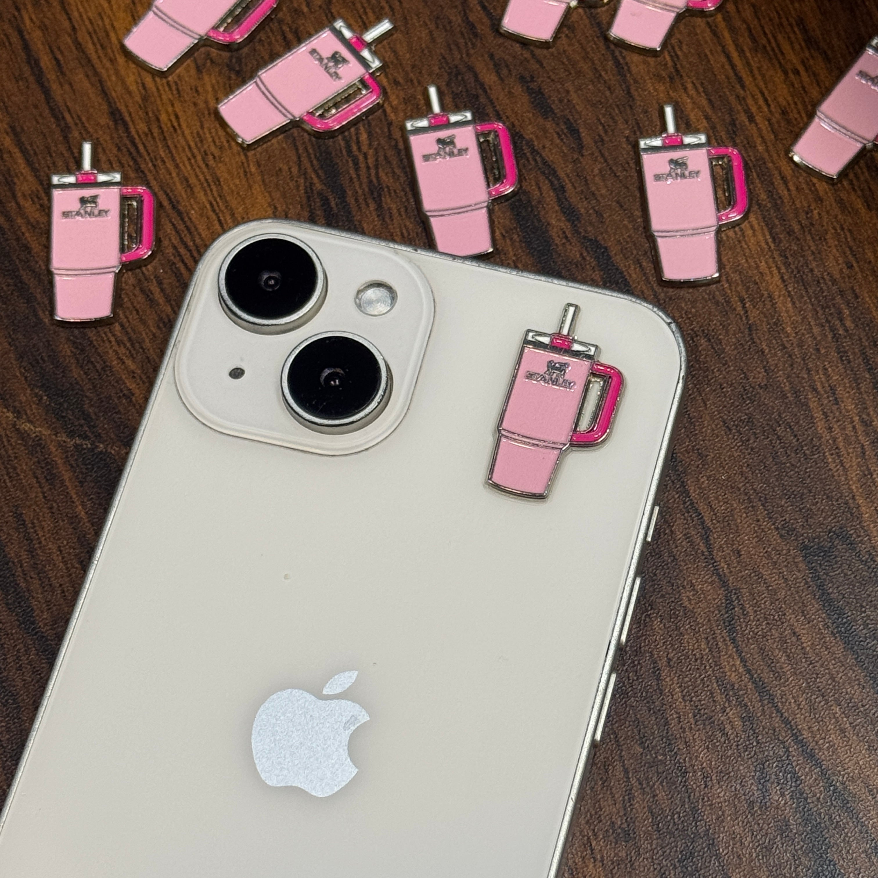 Pink Tumbler Metal Charm Sticker