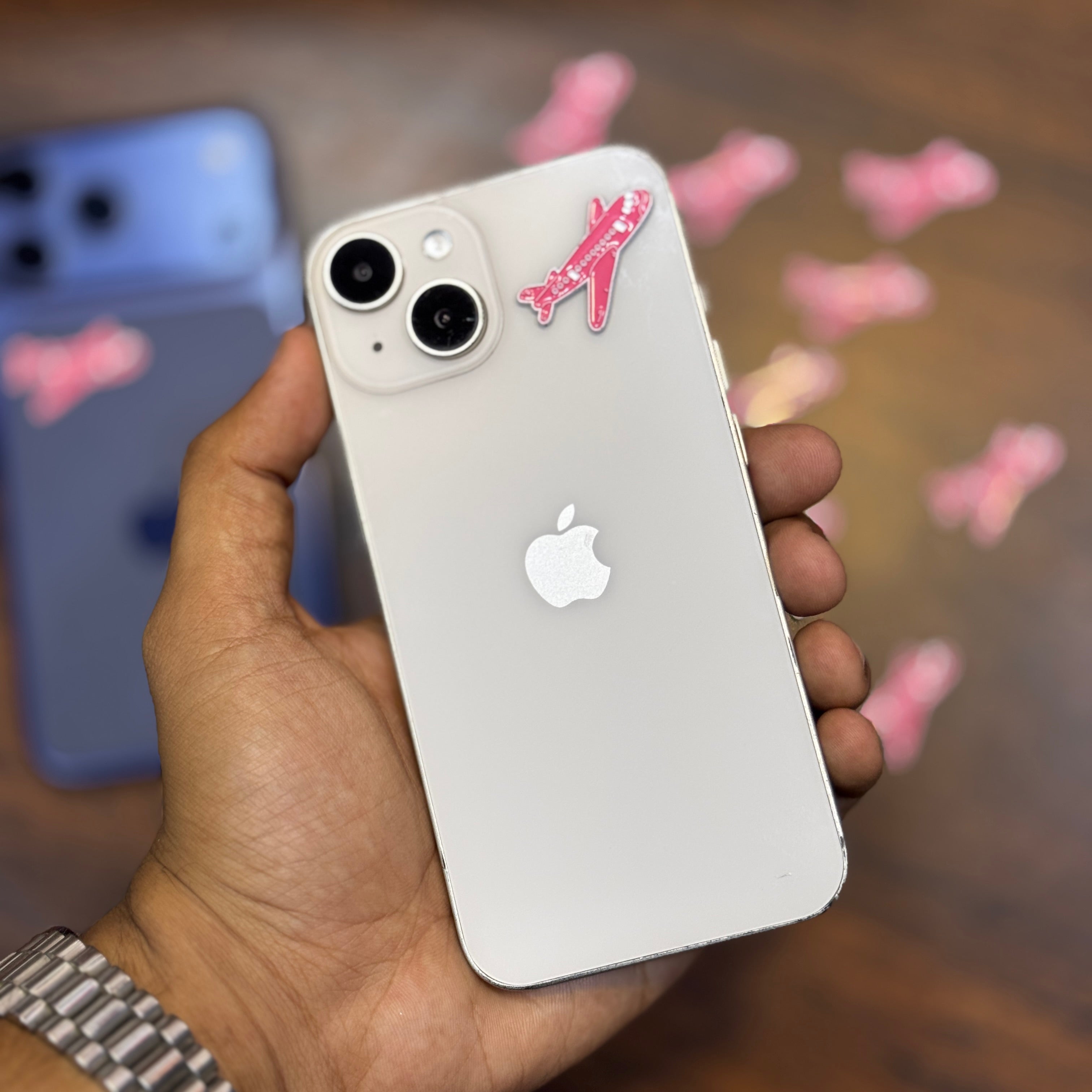 Pink Aeroplane Metal Charm Sticker
