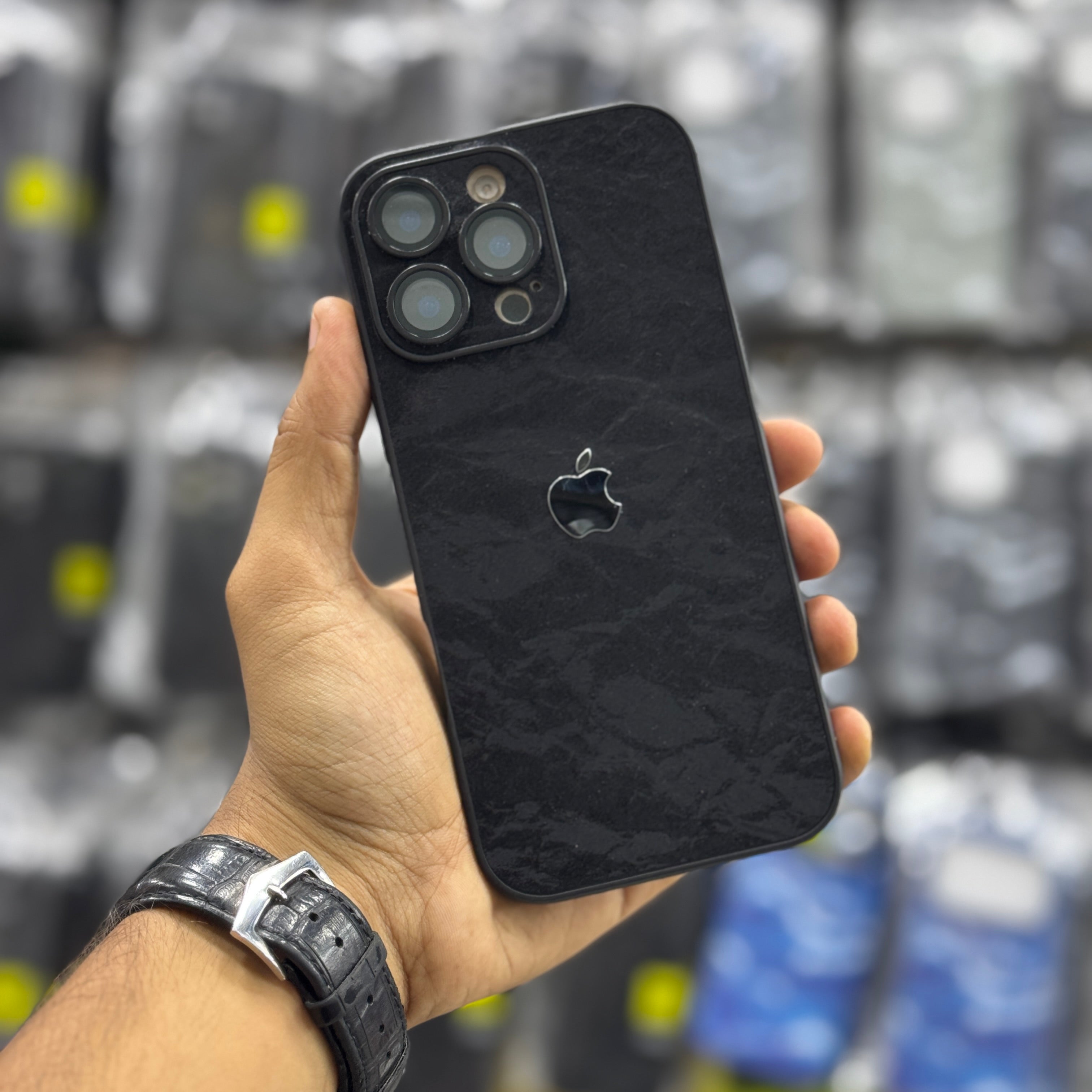 Black Velvet Alcantara Textured Case Premium Quality