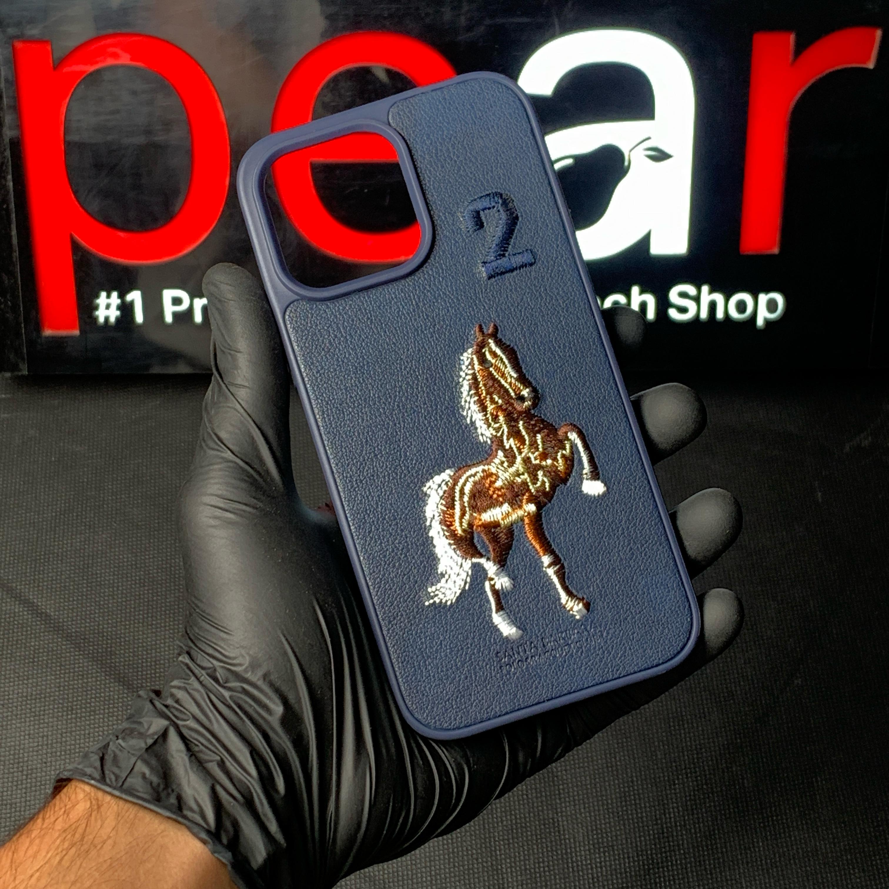 iPhone 14 Pro Max Navy Blue Premium 3D Embroidered Santa Barbara Polo Case (RPS)