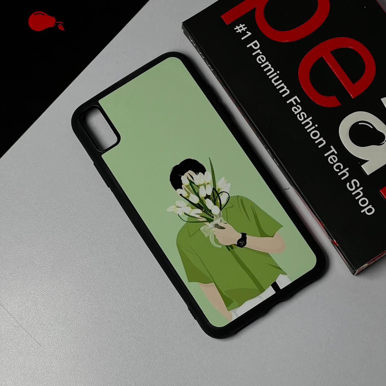 iPhone Xs Max Light Green Flowers Glossy Case RPS