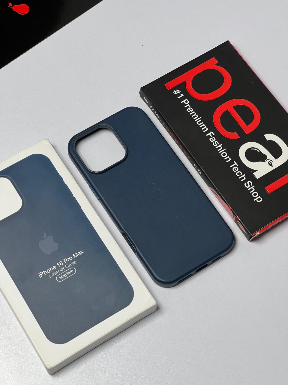 iPhone 16 Pro Max Navy Blue Leather Case (RPS)