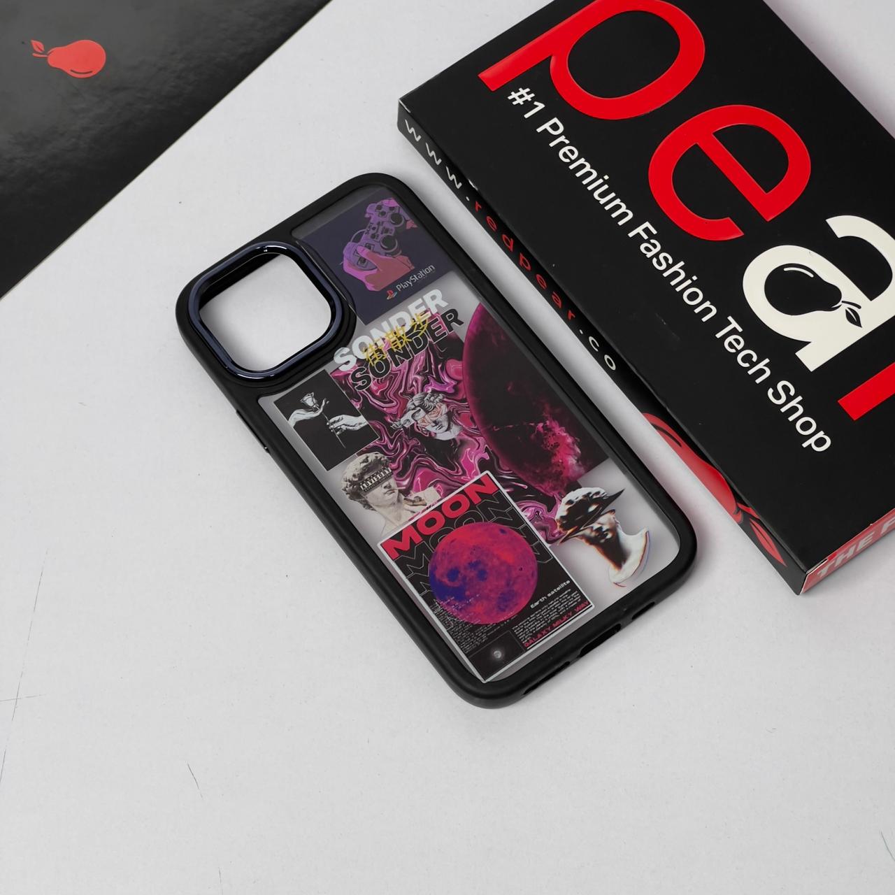 iPhone 11 Pro Red Moon Black Border Acrylic Case (RPS)