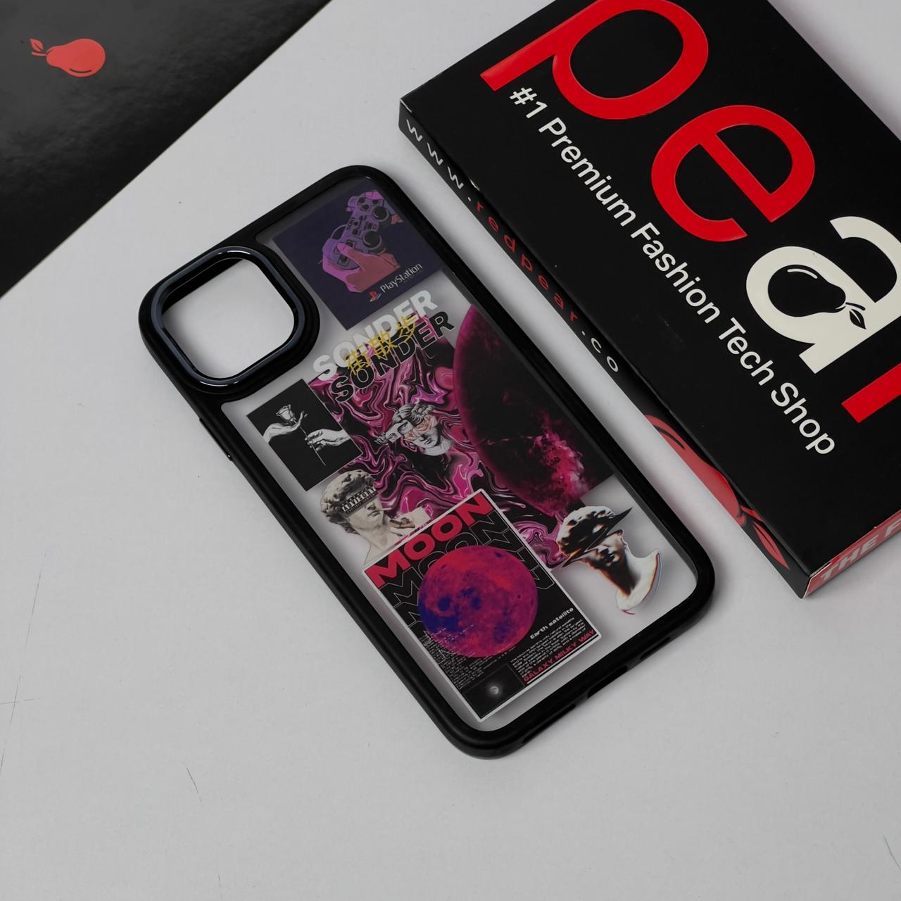 iPhone 11 Pro Max Red Moon Black Border Acrylic Case (RPS)