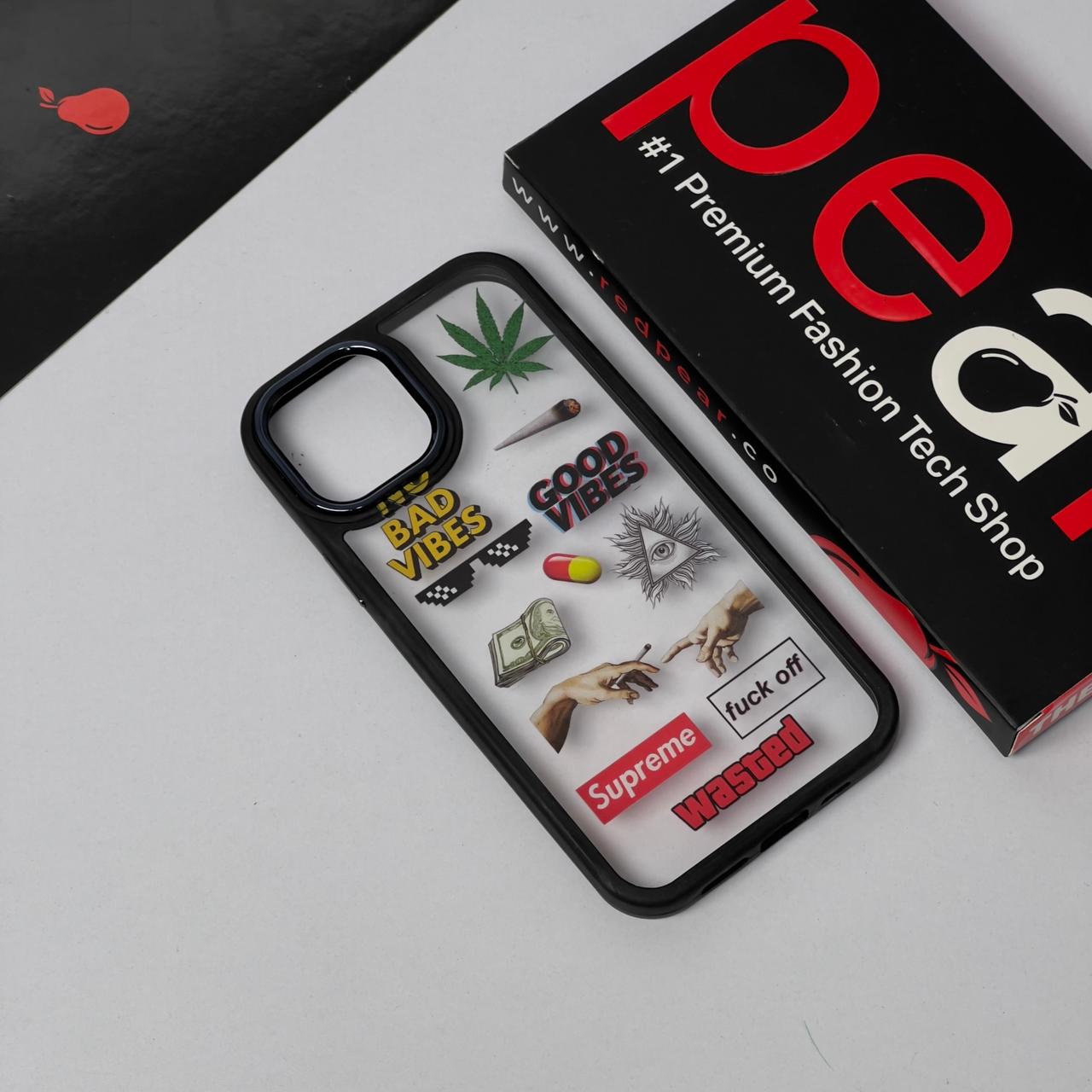 iPhone 12/12 Pro No Bad Vibes Black Border Acrylic Case (RPS)