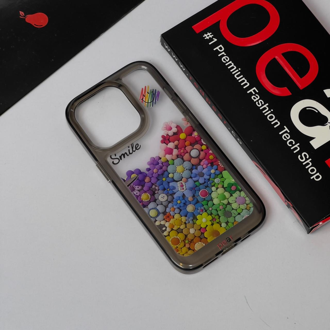 iPhone 14 Pro Smile Flowers Black Shade Acrylic Case (RPS)