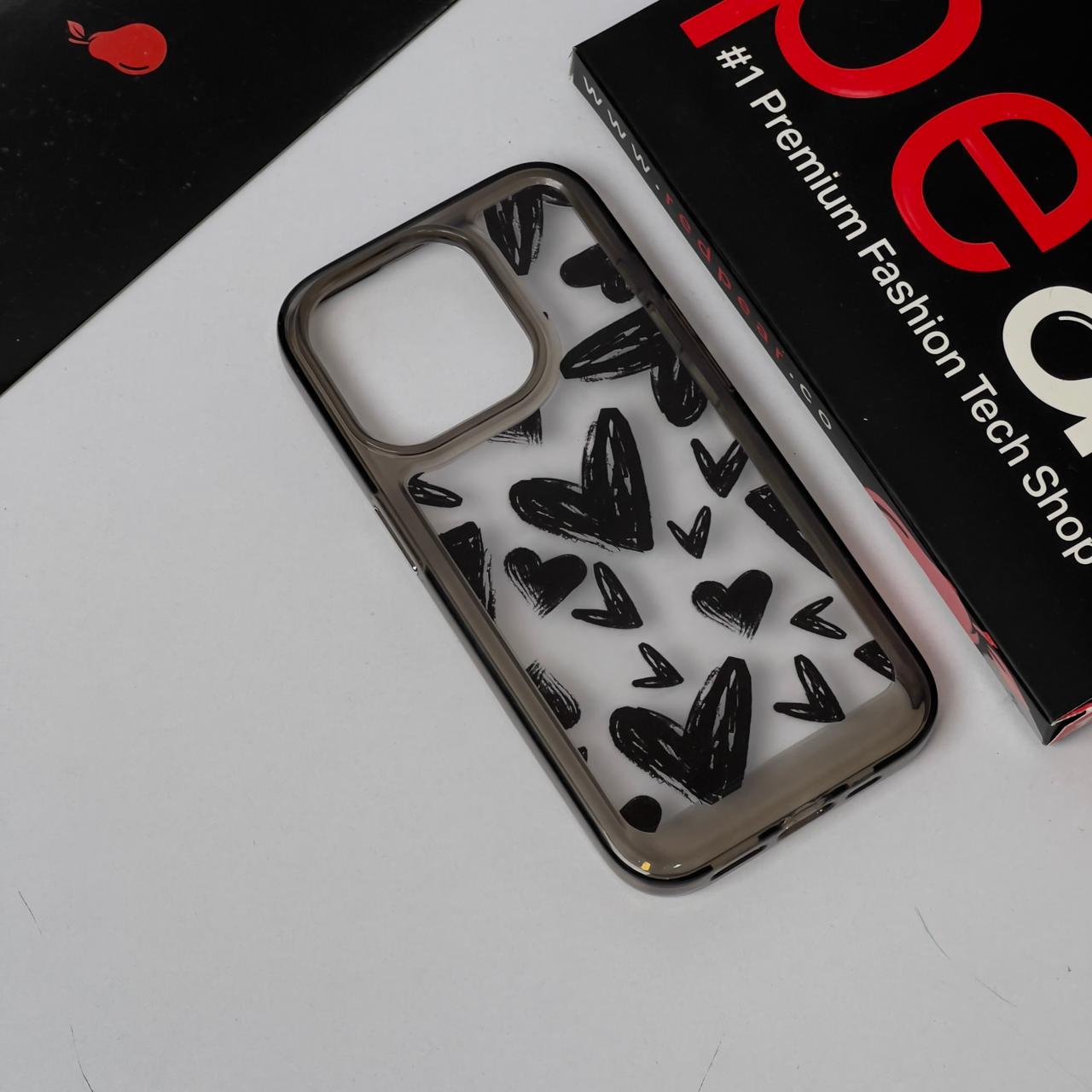 iPhone 15 Pro Black Hearts Black Shade Acrylic Case (RPS)