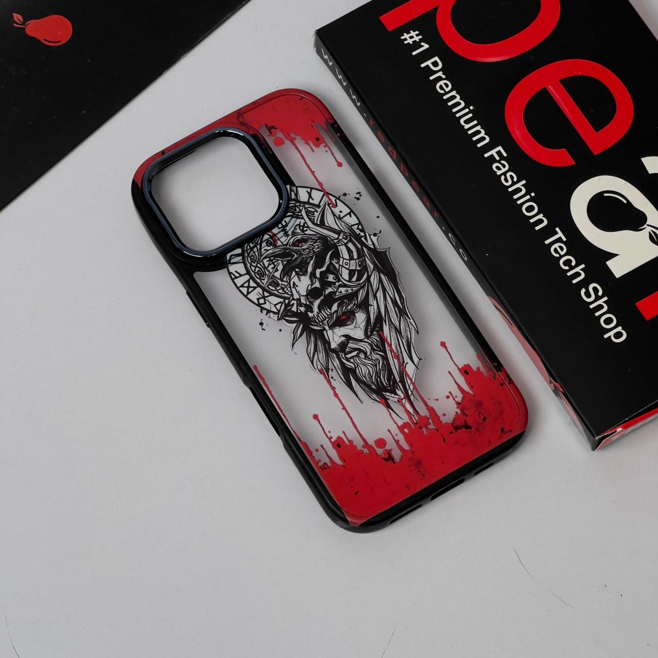 iPhone 16 Pro Red Splash Black Border Acrylic Case (RPS)