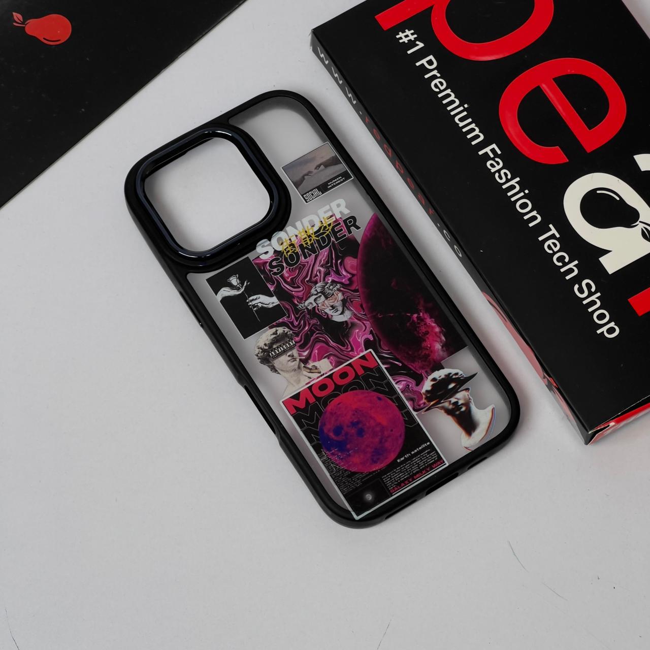 iPhone 16 Pro Red Moon Black Border Acrylic Case (RPS)