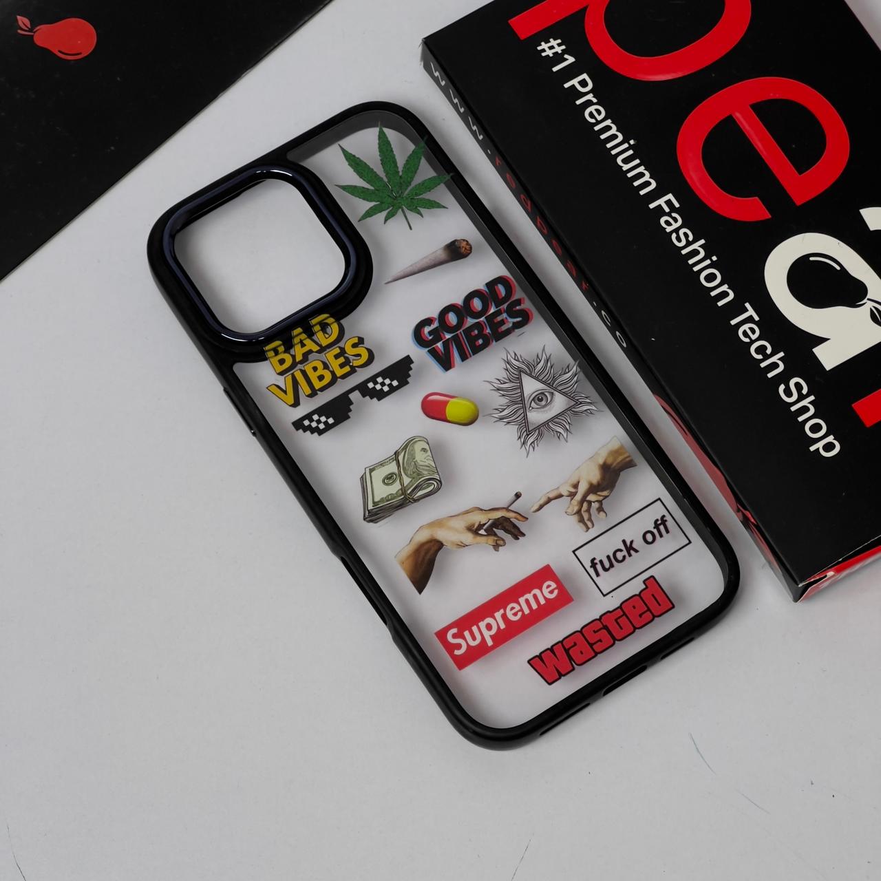 iPhone 16 Pro Max No Bad Vibes Black Border Acrylic Case (RPS)