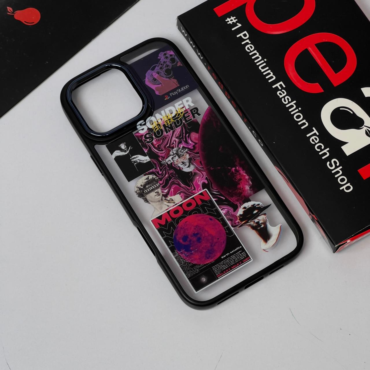 iPhone 16 Pro Max Red Moon Black Border Acrylic Case (RPS)