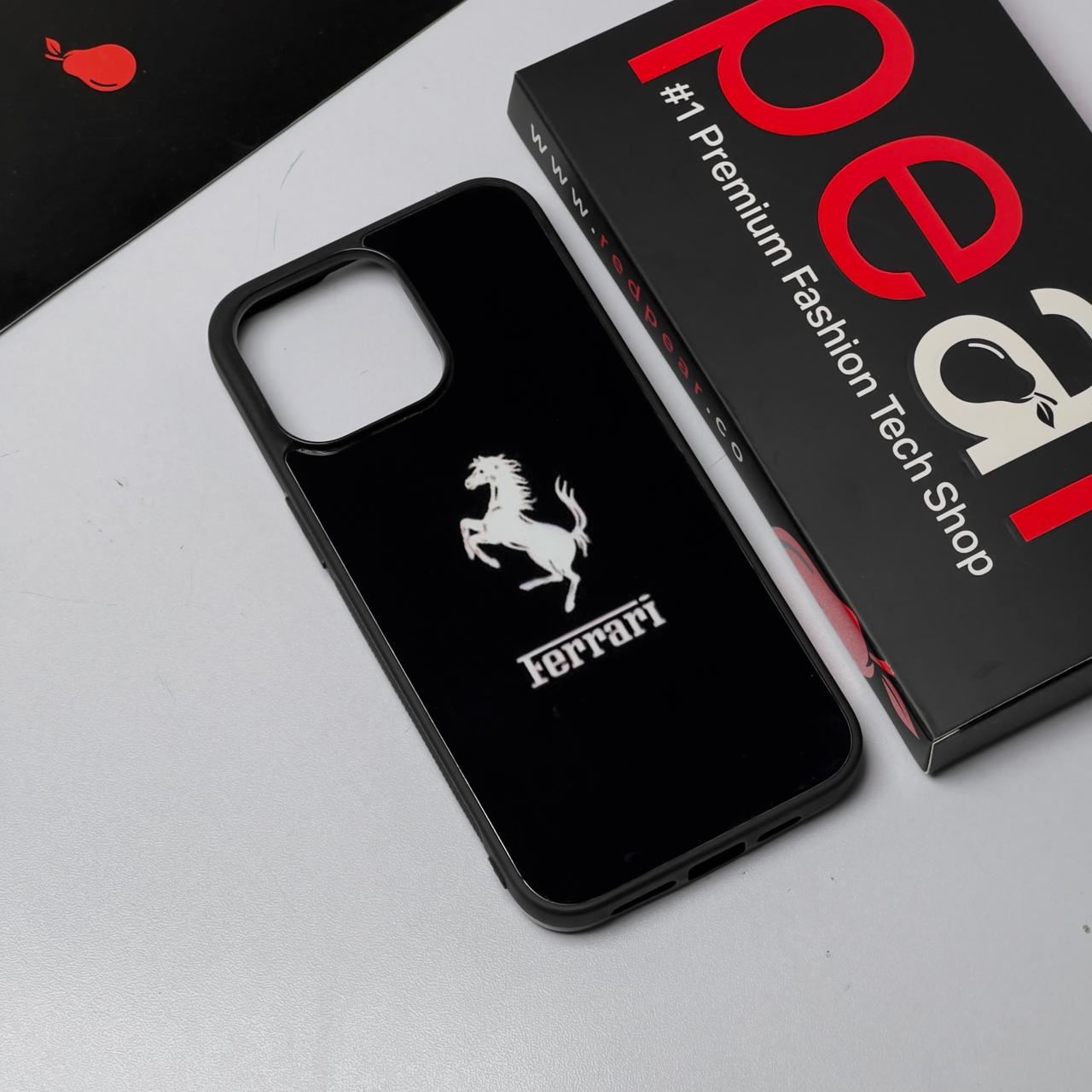 iPhone 15 Pro Max Black Ferrari Logo Glossy Case (RPS)