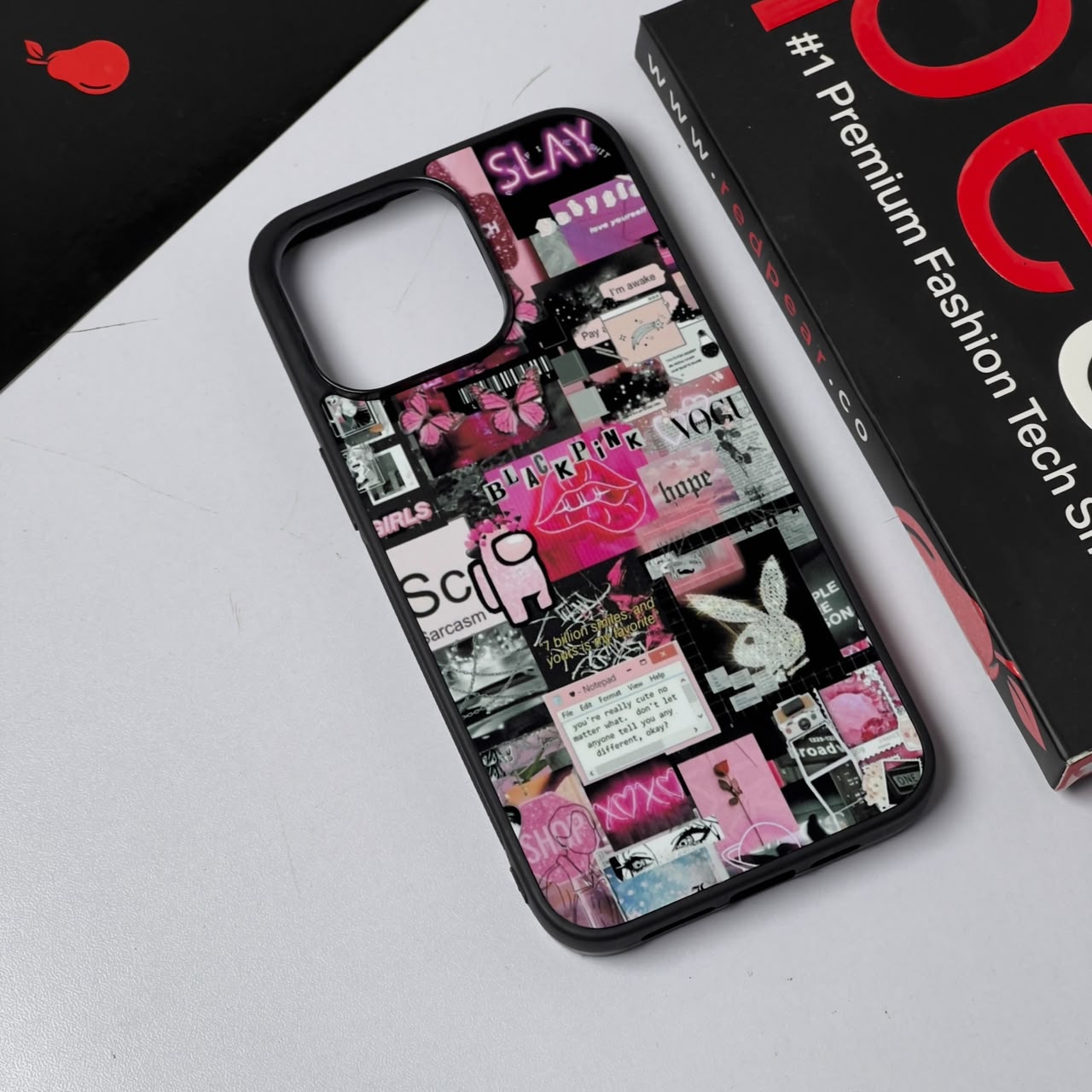 iPhone 15 Pro Max Black Pink Glossy Case (RPS)