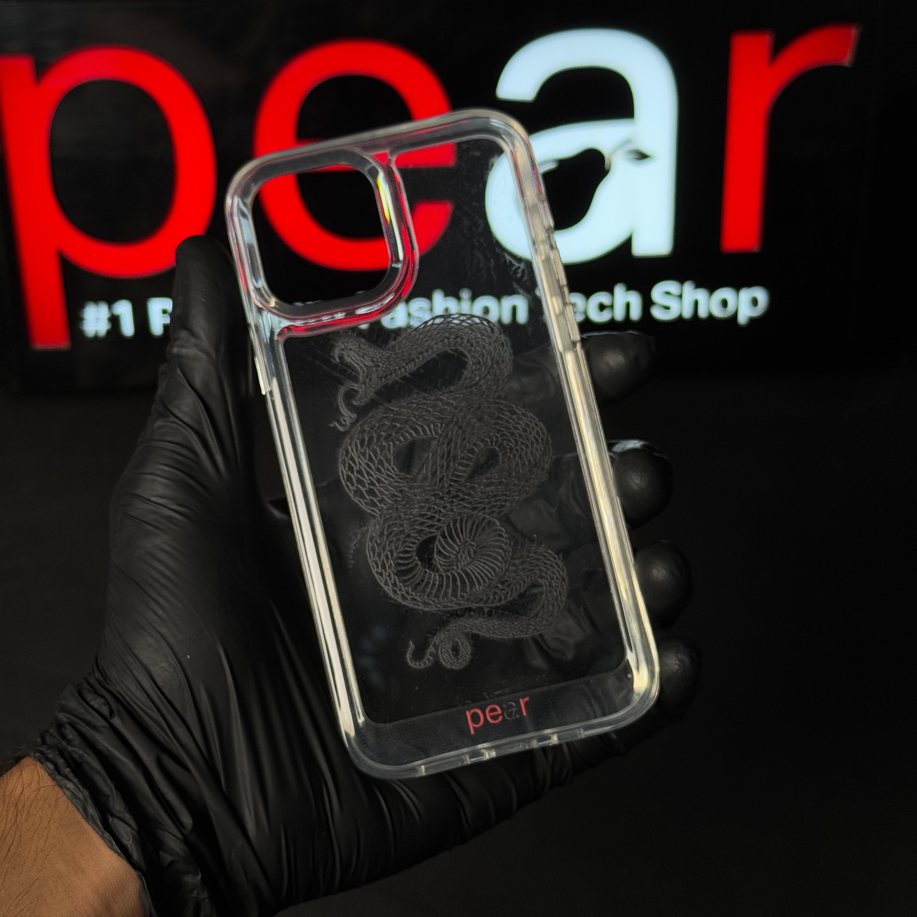 iPhone 12 / 12 PRO Black Snake Clear Acrylic Case