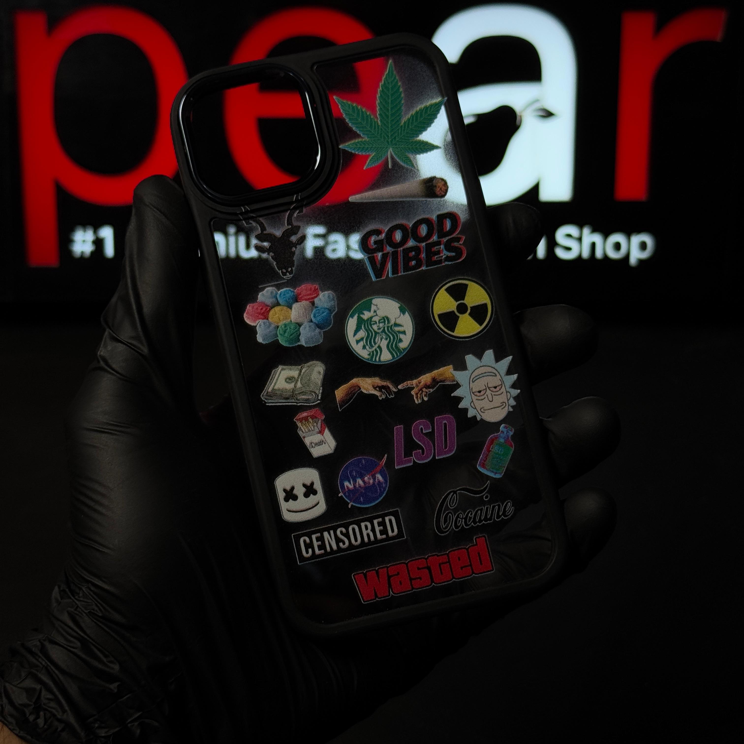 iPhone 13 / 14 No Bad Vibes Black Border Case