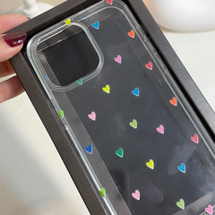 Colorful Mini Hearts Clear Acrylic Case