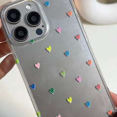 Colorful Mini Hearts Clear Acrylic Case