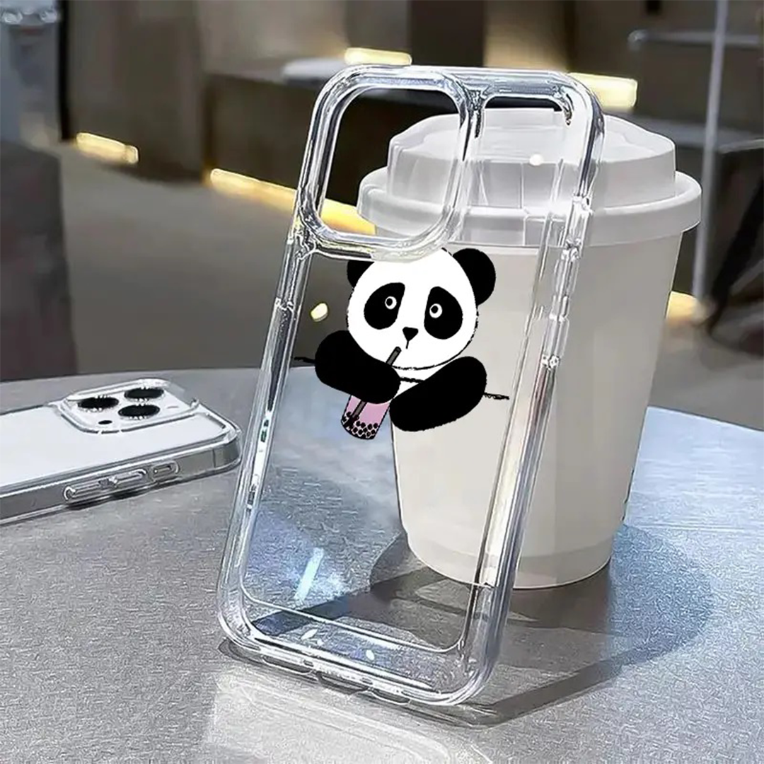 Cute Panda Sip Clear Acrylic Case - RedPear