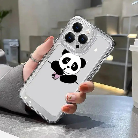 Cute Panda Sip Clear Acrylic Case - RedPear