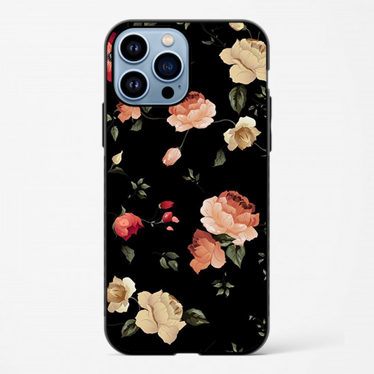 Flowers black background glossy case