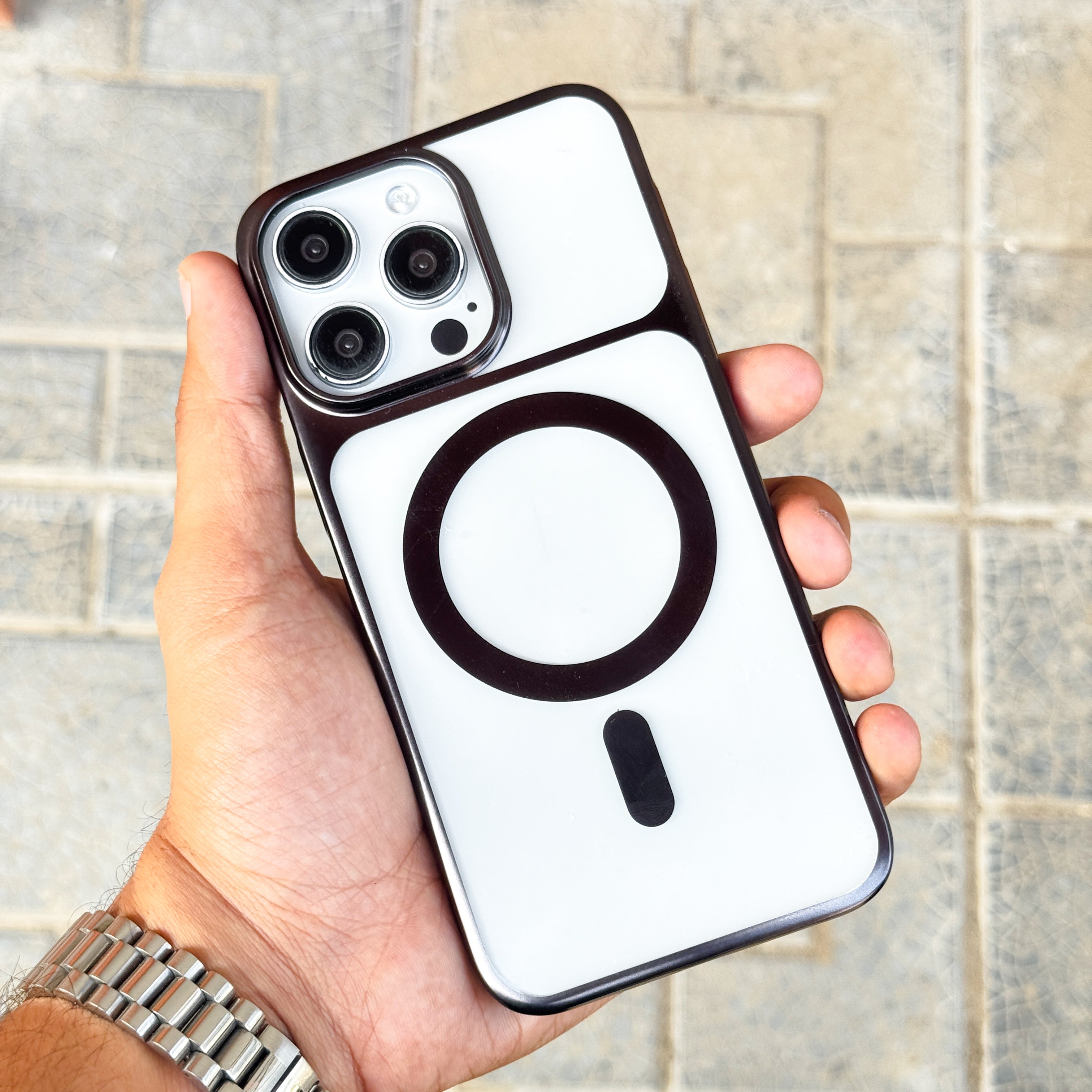 Metal Chrome Border Magsafe Case