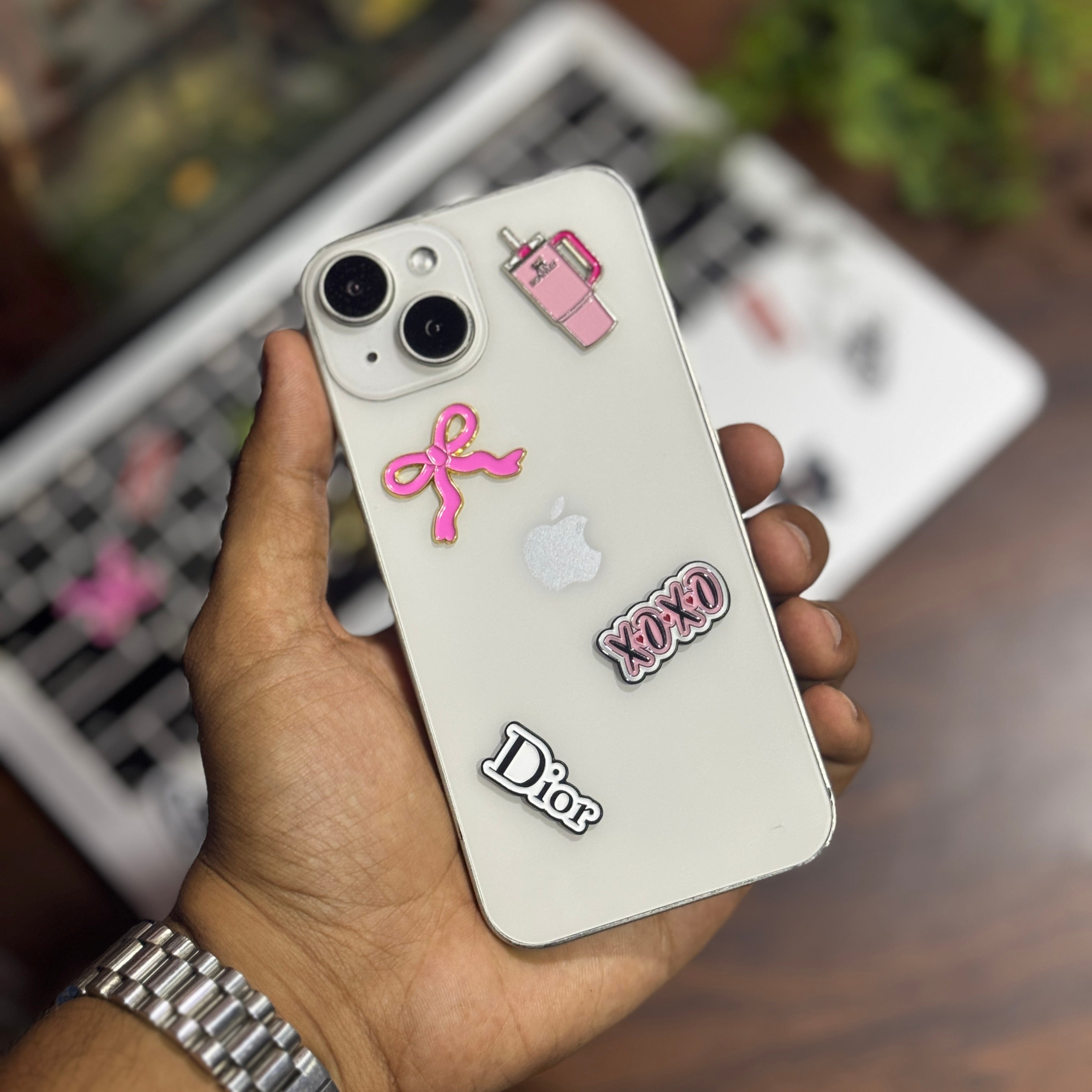 Bundle # 2 Pack of 4 Metal Charm Stickers Girls Edition