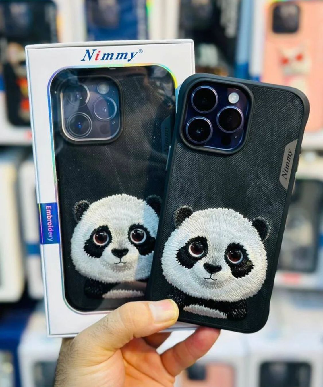 Nimmy Panda 3D Embroided Back Cover (iPhone 15 Series) - RedPear