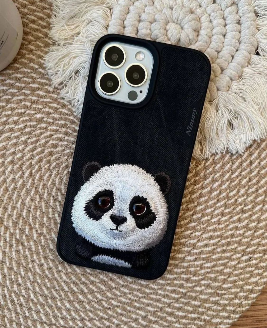 Nimmy Panda 3D Embroided Back Cover (iPhone 15 Series) - RedPear