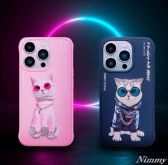 Nimmy Blue Kitty 3D Embroided Swag Cat Back Cover (iPhone 15 Series) - RedPear