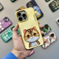 Nimmy Yellow Shy Kitty 3D Embroided Case Covers (iPhone 15 series) - RedPear