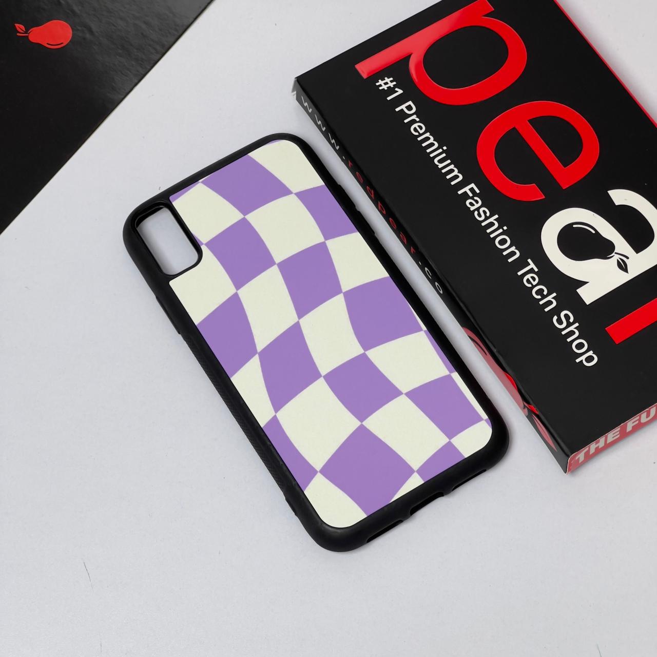 iPhone XR Purple Checkers Glossy Case (RPS)