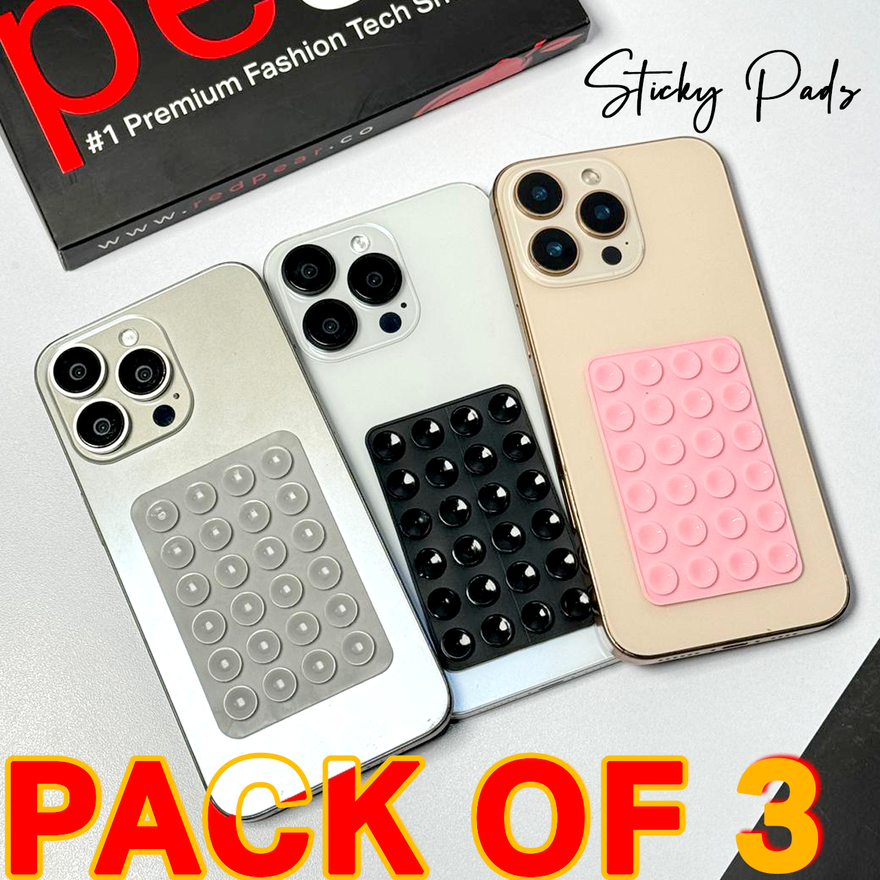 Pack of 3 Sticky Suction Pads